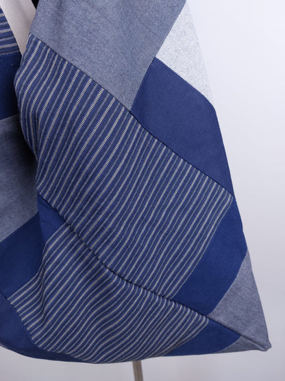Bolso origami de patchwork en tonos azules